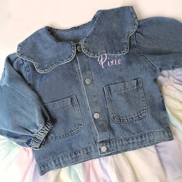 Personalized Girl Embroidered Denim Jacket| Cloth226