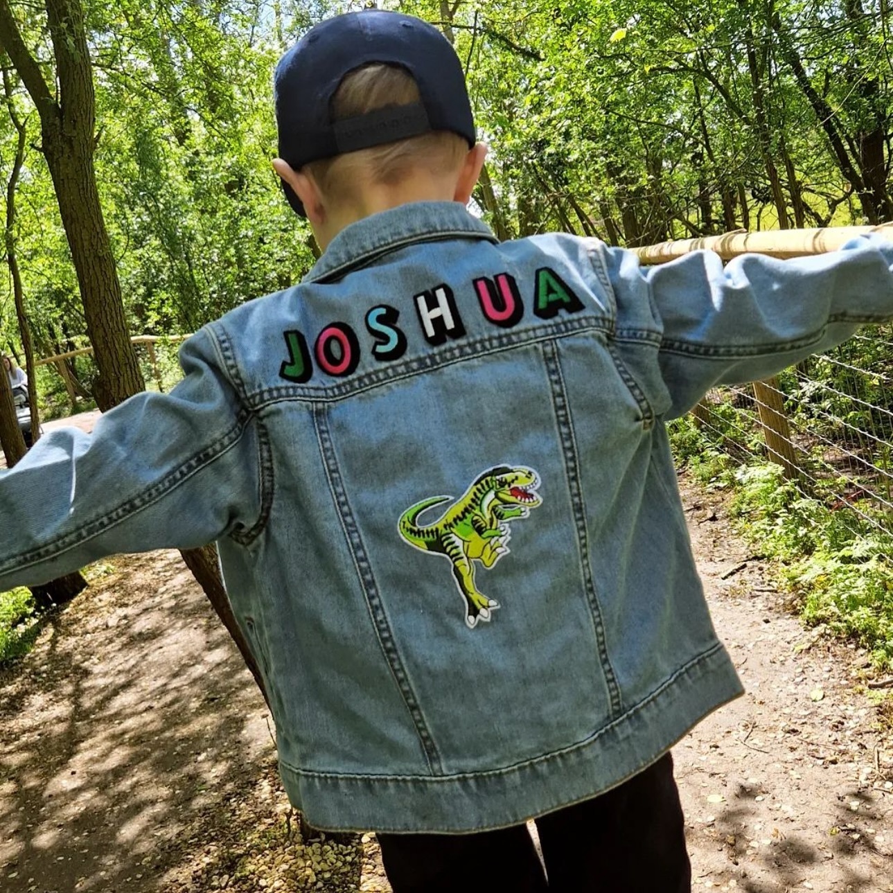 Personalized Kids Hand Patch Rainbow Denim Jacket| Cloth262