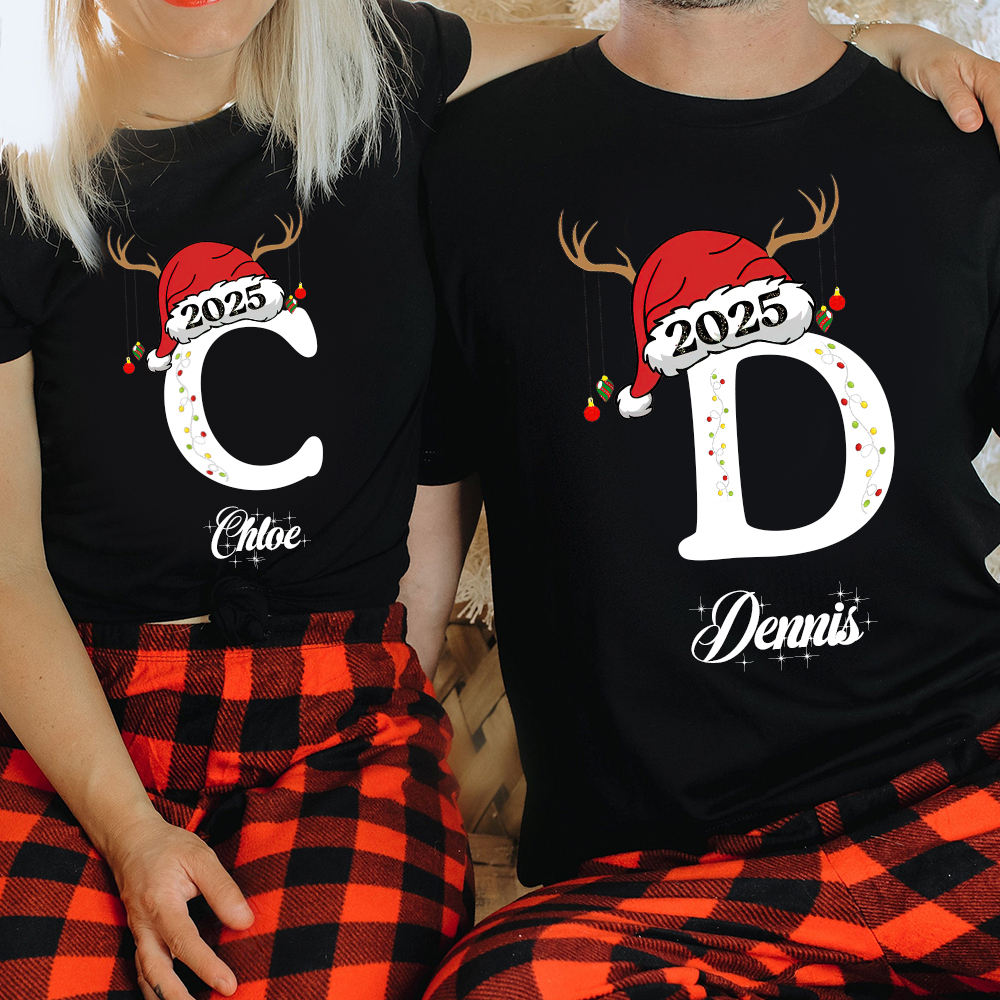 Personalized Family Christmas Monogrammed Name T-Shirt| Match0424