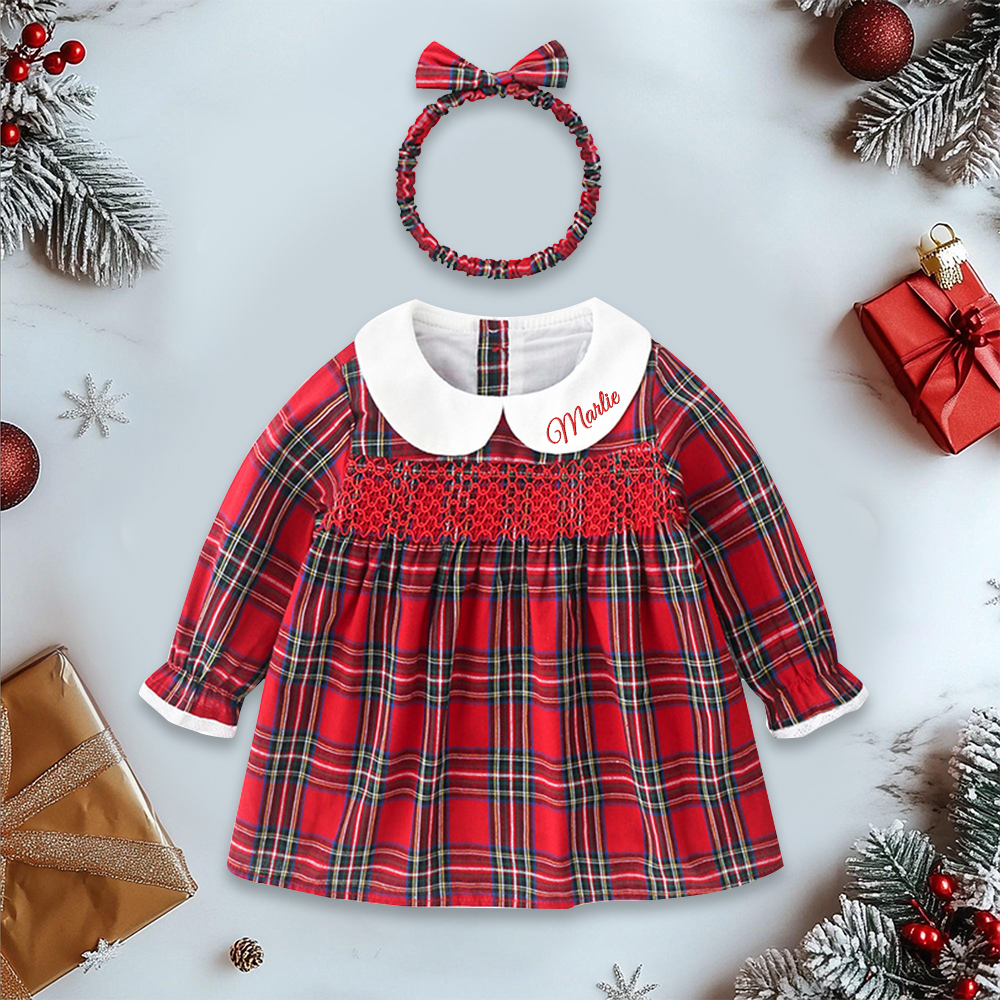 Personalized Baby Girl Peter Pan Collar Dress With Bunny Bag| YESMC28Personalized Baby Girl Peter Pan Collar Dress With Bunny Bag| YESMC28