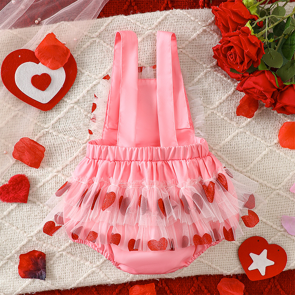 Personalized Baby Girl Embroidered Valentine’s Day Heart Romper| YESVa07