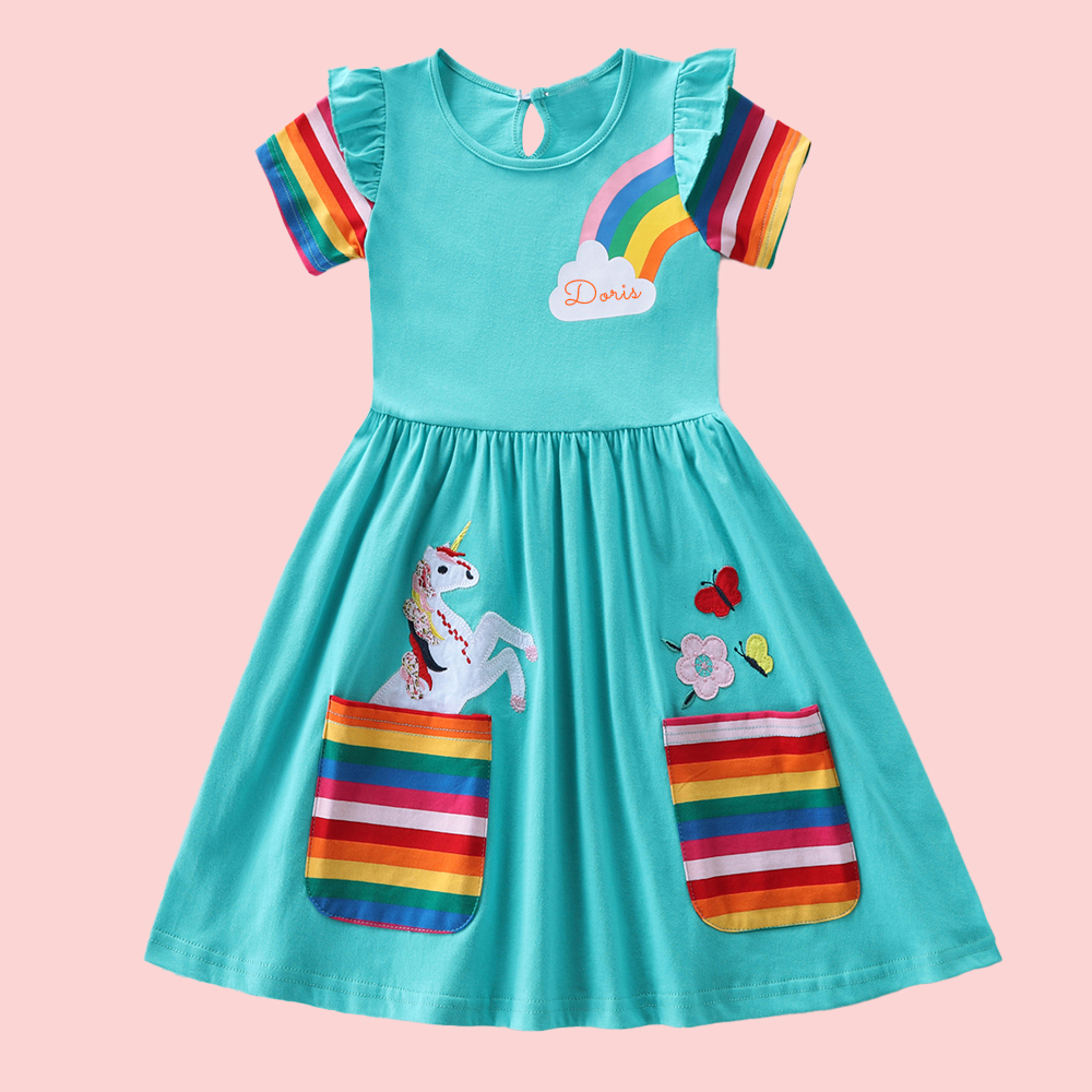 Personalized Girl Rainbow Unicorn Birthday Dress| Dress10