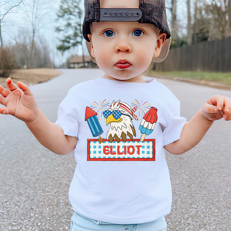 Personalized Kid 4th Of July Eagle Firework Independence T-Shirt| Cloth1461
