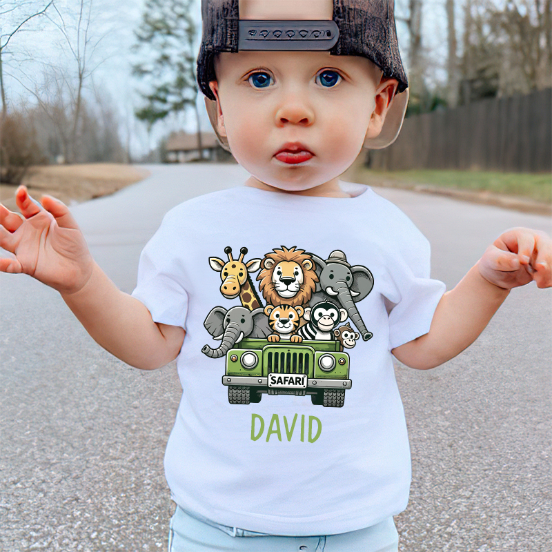 Personalized Kid Safari Birthday Cozy T-Shirt| Cloth1445