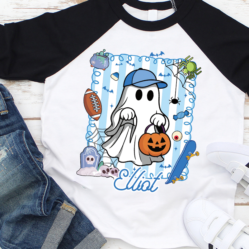 Personalized Kids Halloween Ghost Pumpkin Long Sleeves Shirt| Cloth12447