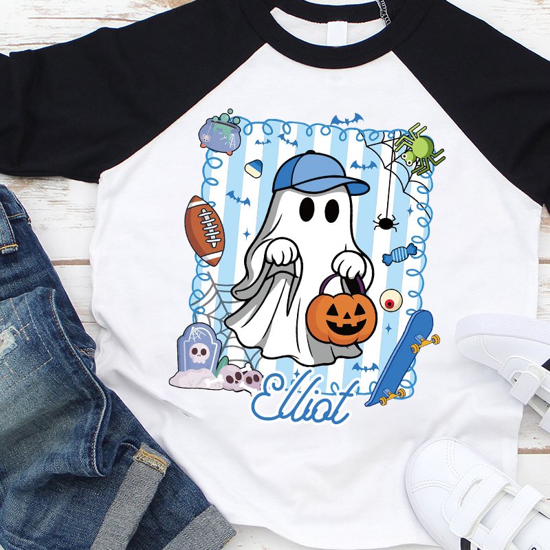 Personalized Kids Halloween Ghost Pumpkin Long Sleeves Shirt| Cloth12447