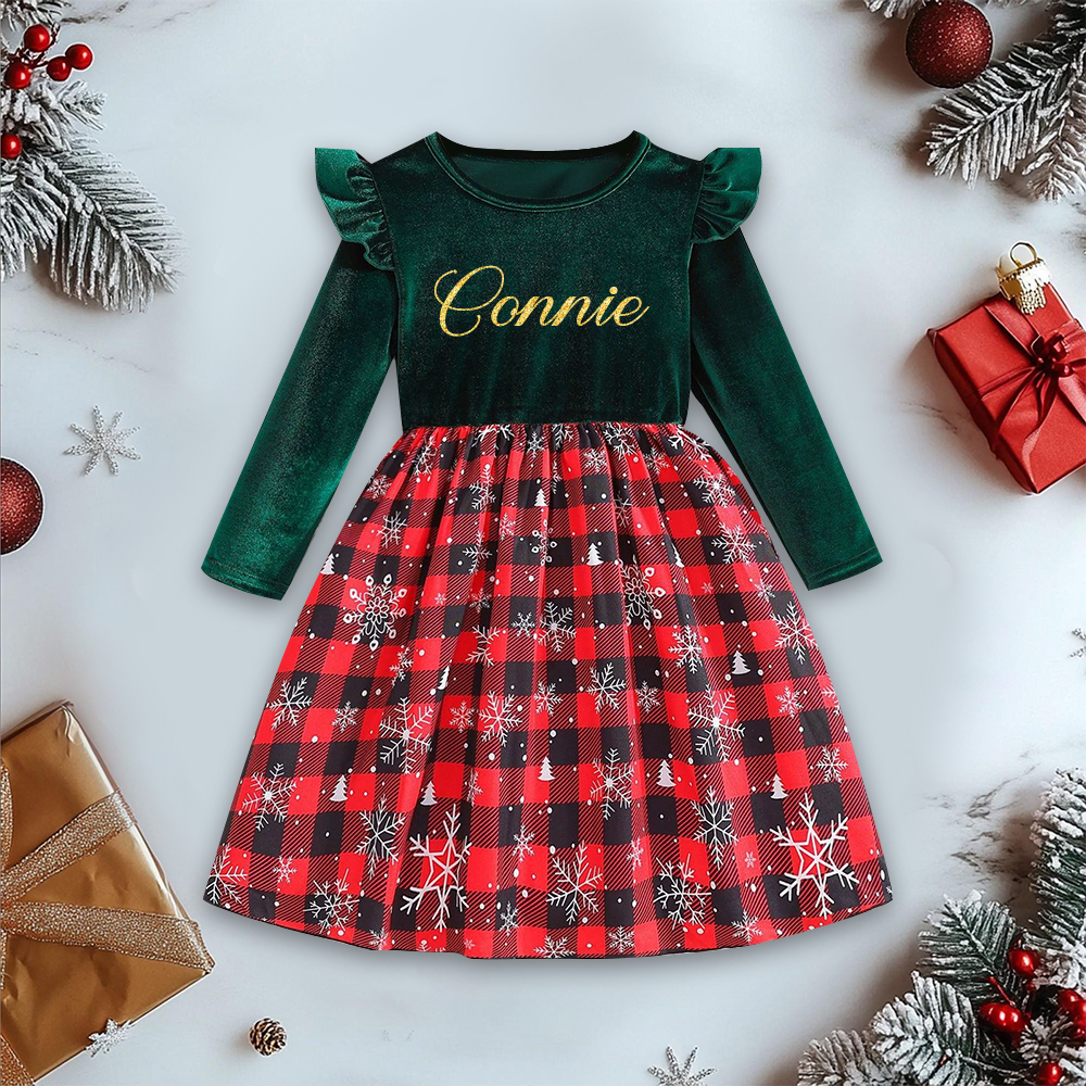 Personalized Girl Christmas Cute Snowflake Dress| YESMC25