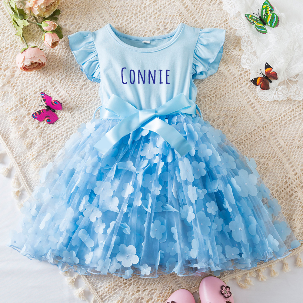Personalized Girl Butterfly Mesh Birthday Dress| Dress22