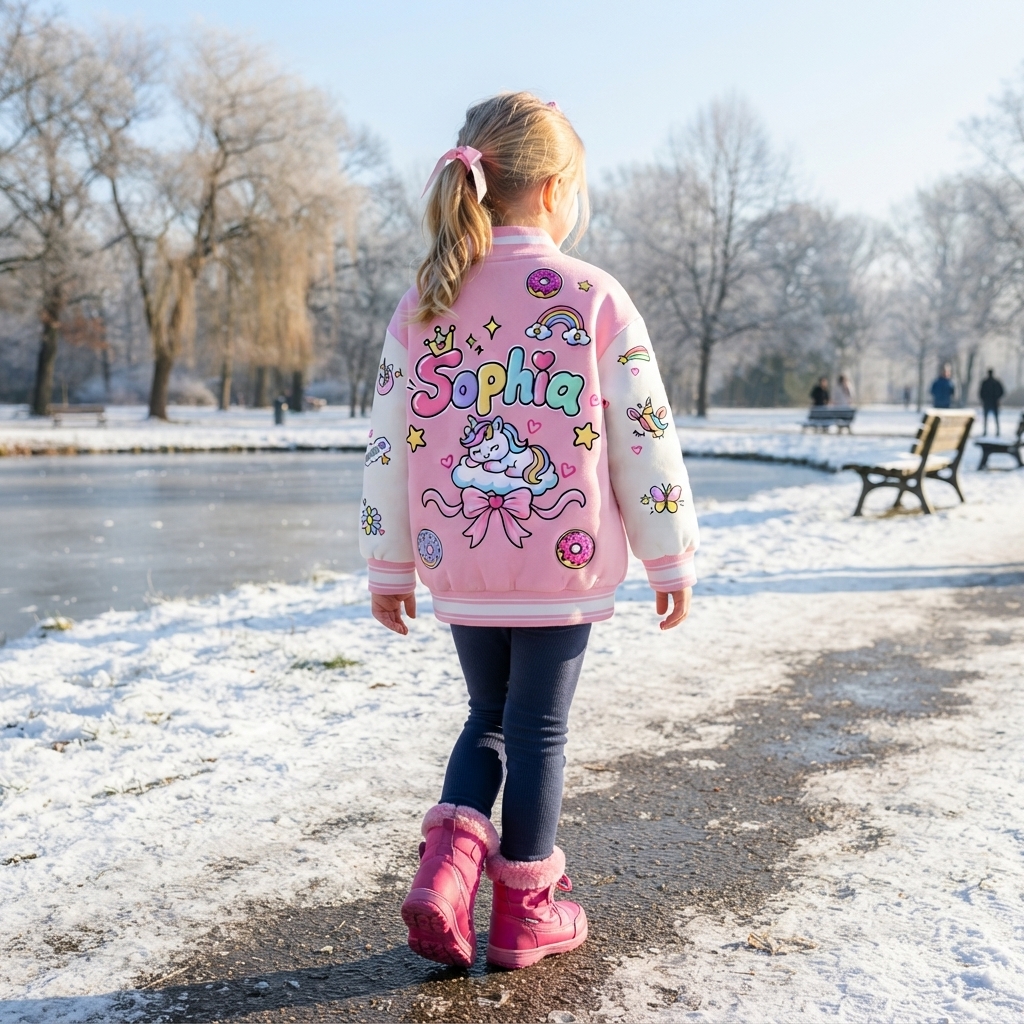 Personalized Kids Unicorn Varsity Jacket | Cloth290