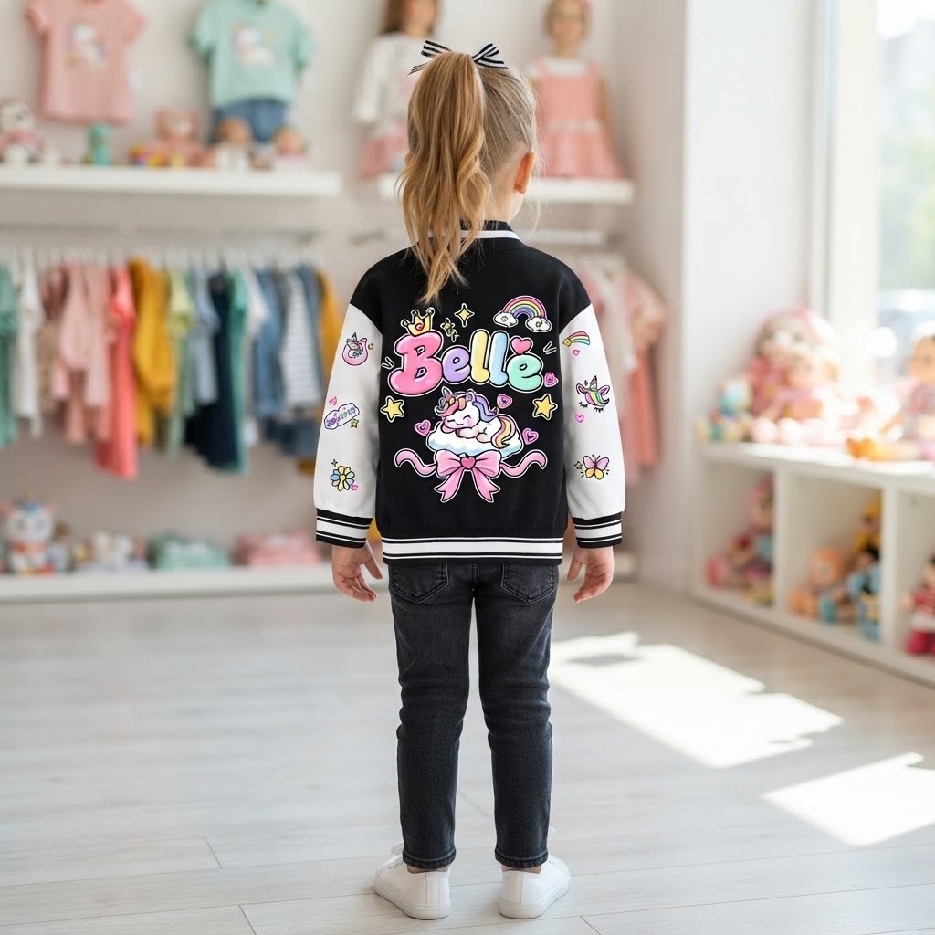 Personalized Kids Unicorn Varsity Jacket | Cloth290