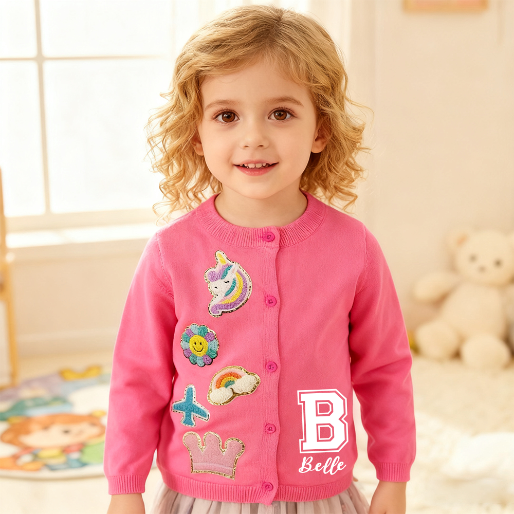 Personalized Hand Patch Color Kids Button Cardigan| Cloth79