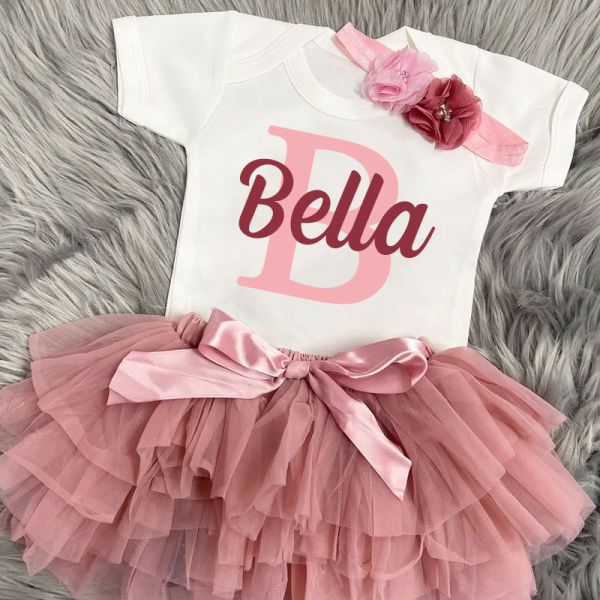 Personalized Baby Girls Name Tutu Skirt Set Headband| BBCloth11