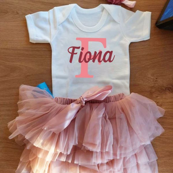 Personalized Baby Girls Name Tutu Skirt Set Headband| BBCloth11