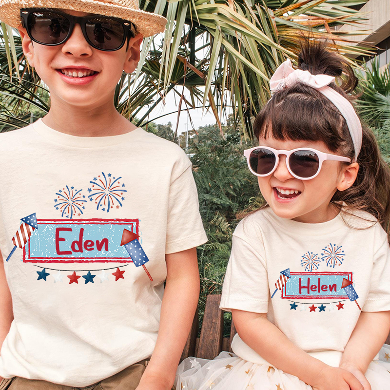 Personalized Kid 4th Of July Firework Independence T-Shirt| Cloth1452