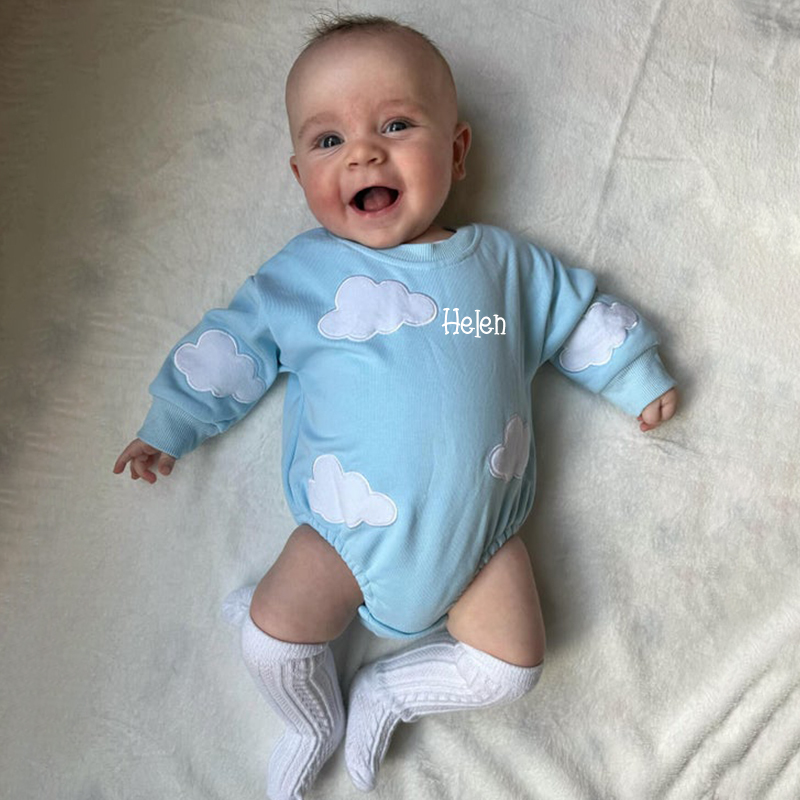 Personalized Baby Multicolor Long Sleeve Romper| BBCloth64