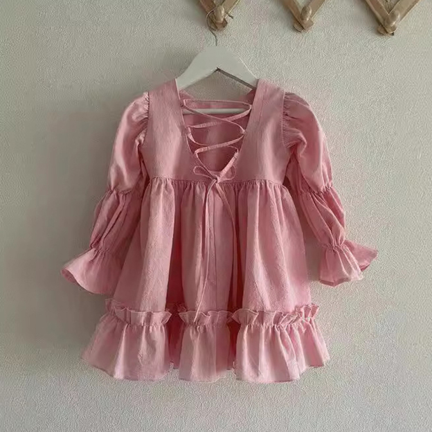 Personalized Girl Pink Lantern Sleeves Dress| Dress45