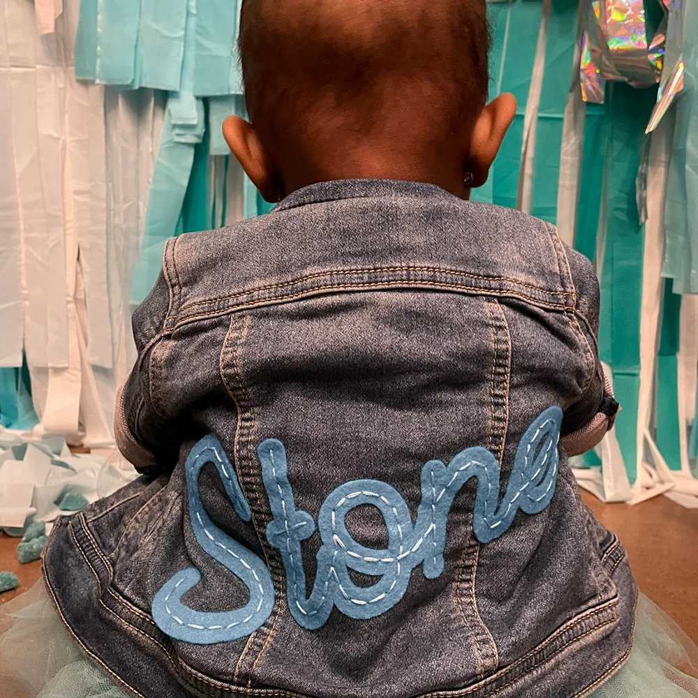 Personalized Hand-Embroidered Kid Denim Jacket| Cloth258