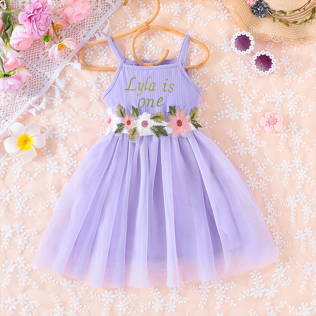 Personalized Girl Embroidered Cake Smash Dress| Dress13