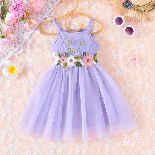 Personalized Girl Embroidered Cake Smash Dress| Dress13