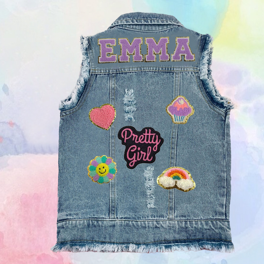 Personalized Kids Patch Denim Vest Jacket| Cloth224