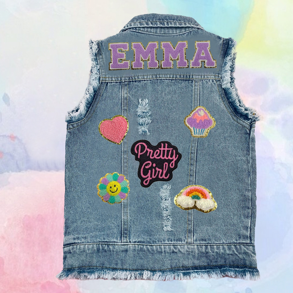 Personalized Kids Patch Denim Vest Jacket| Cloth224