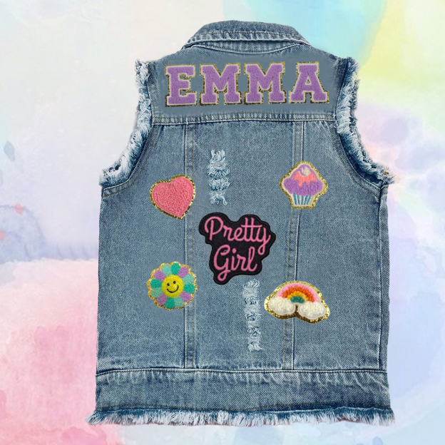 Personalized Kids Patch Denim Vest Jacket| Cloth224