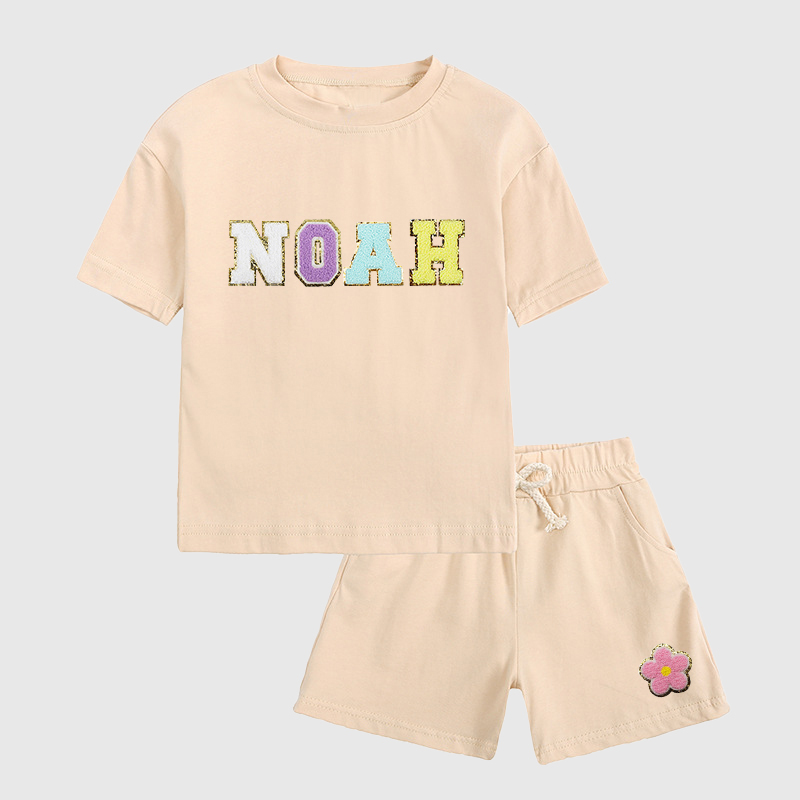 Personalized Kid Summer Hand Patch Toddler Set |Cloth218