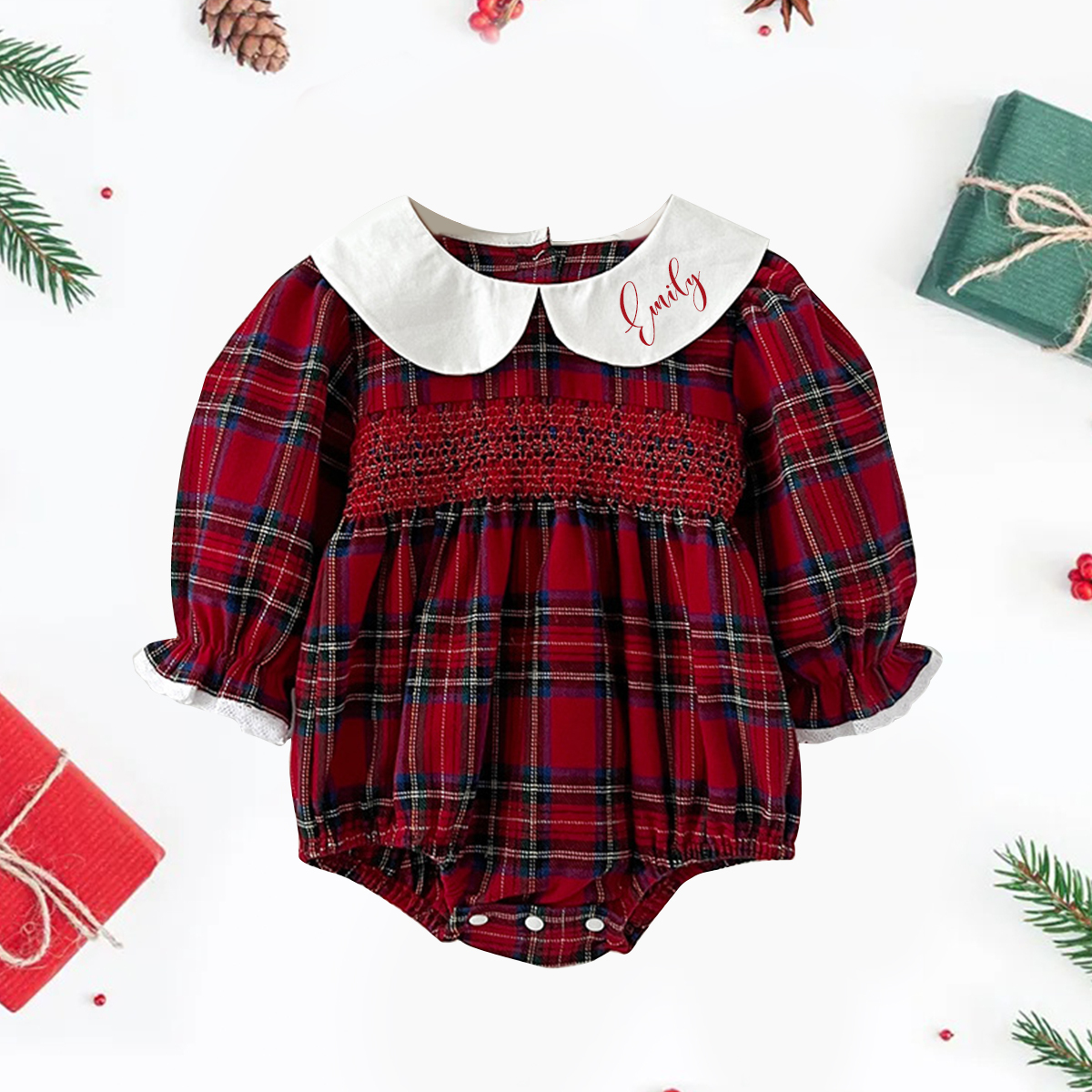 Personalized Girl Embroidered Christmas outfit| Cloth243
