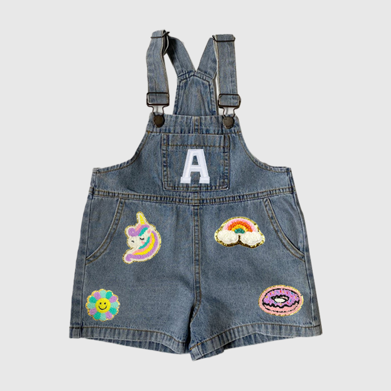 Personalized Kids Patch Denim Overalls| Pants23