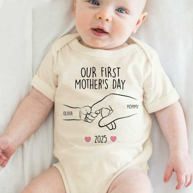 Personalized Our First Mother's Day Baby Cozy Onesie| BBcloth2216