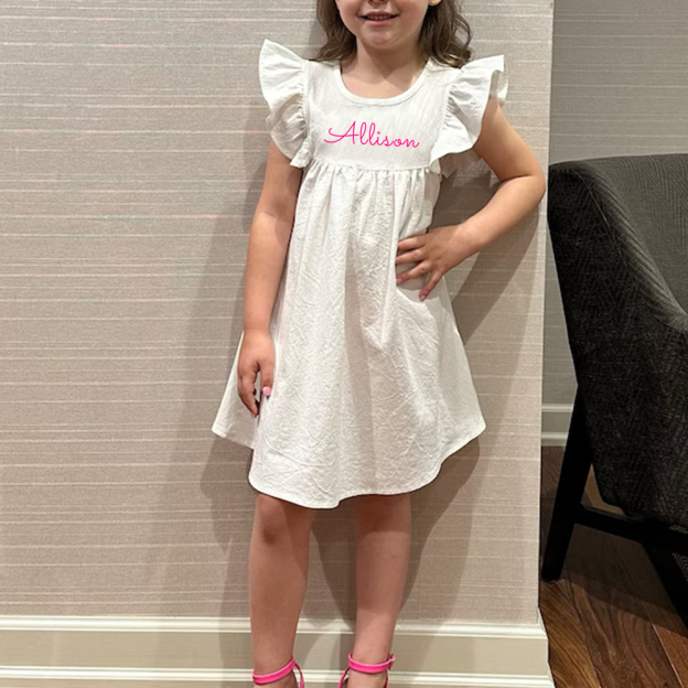Personalized Girls Name Sleeveless Ruffle Dress| Dress18