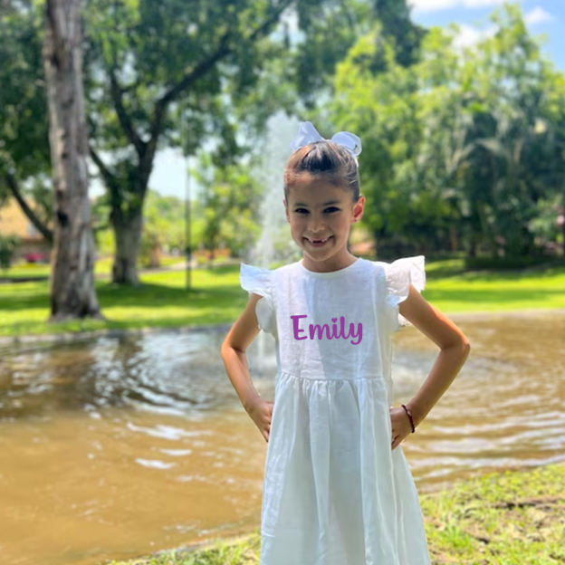 Personalized Girls Name Sleeveless Ruffle Dress| Dress18