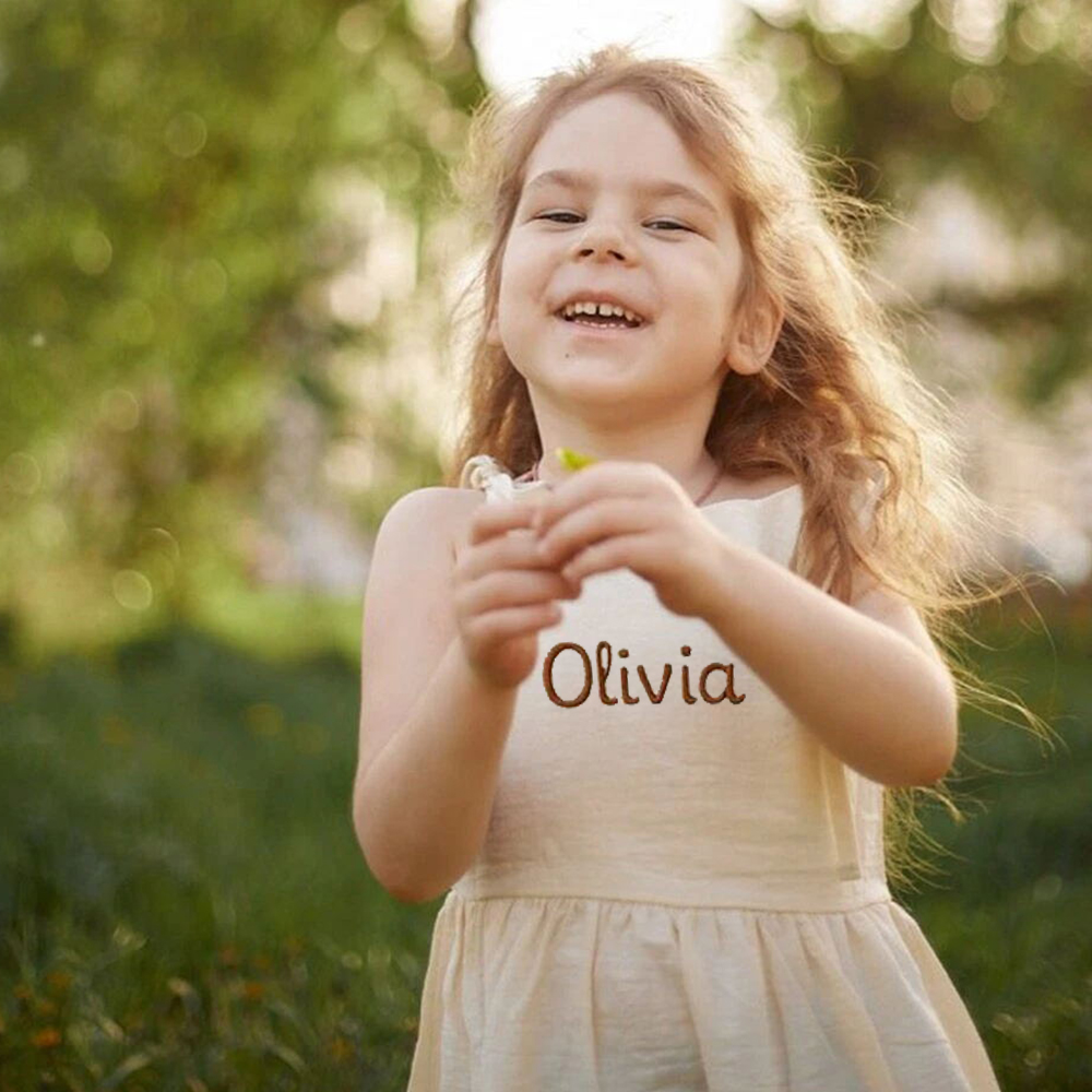 Personalized Girls Embroidered Spaghetti Strap Dress| Dress16