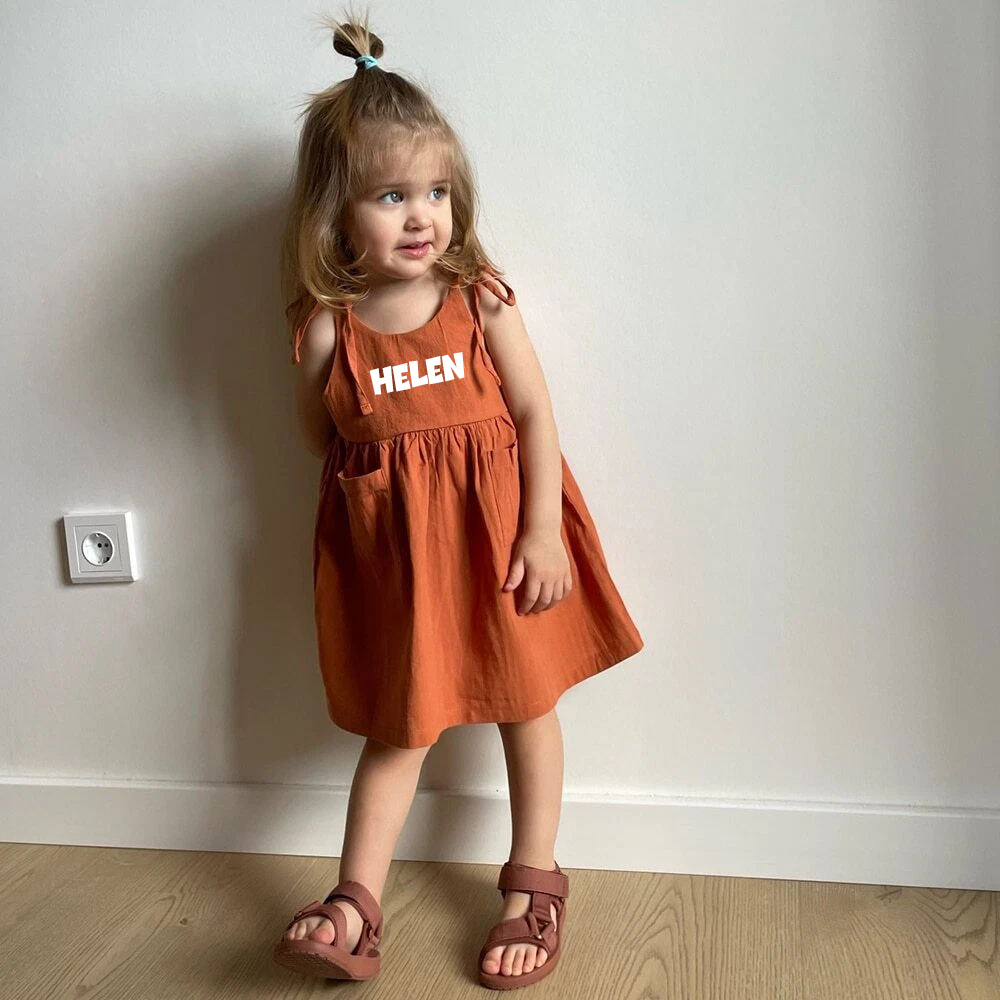 Personalized Girls Name Spaghetti Strap Dress| Dress17