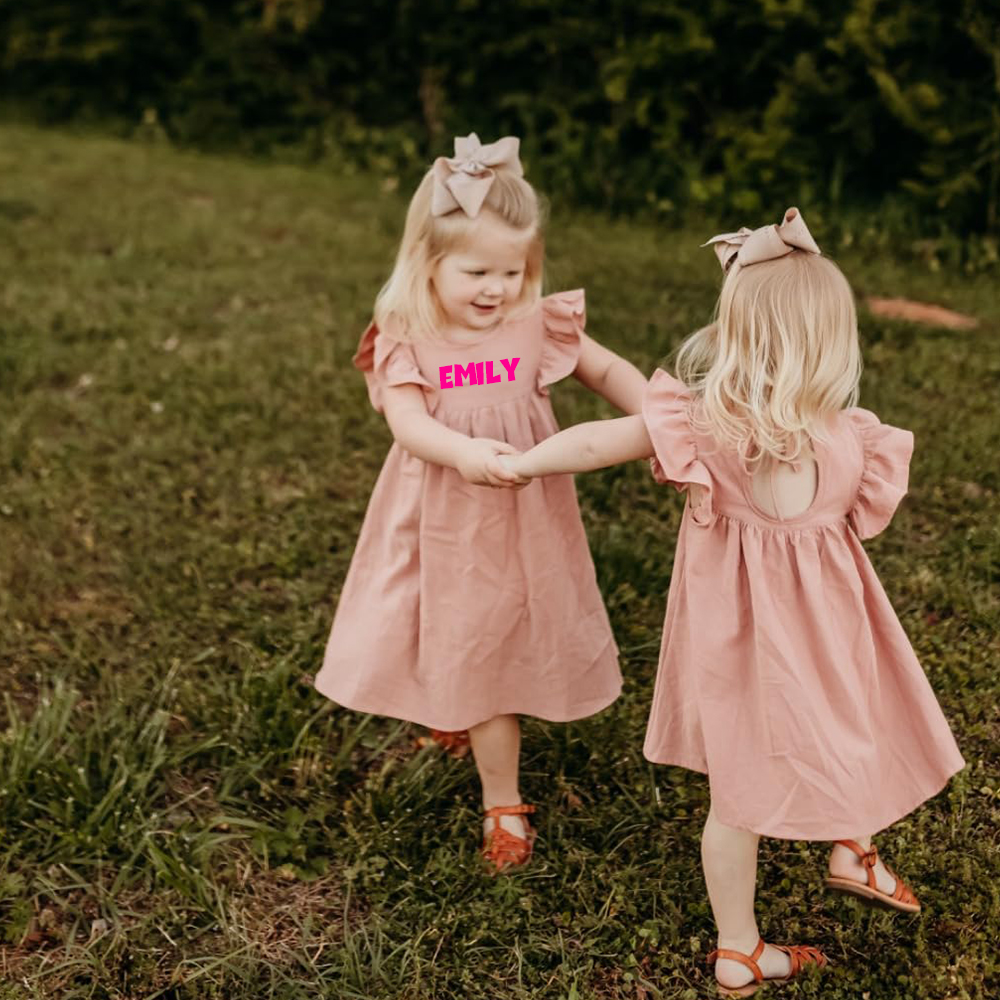 Personalized Girls Name Sleeveless Ruffle Dress| Dress18