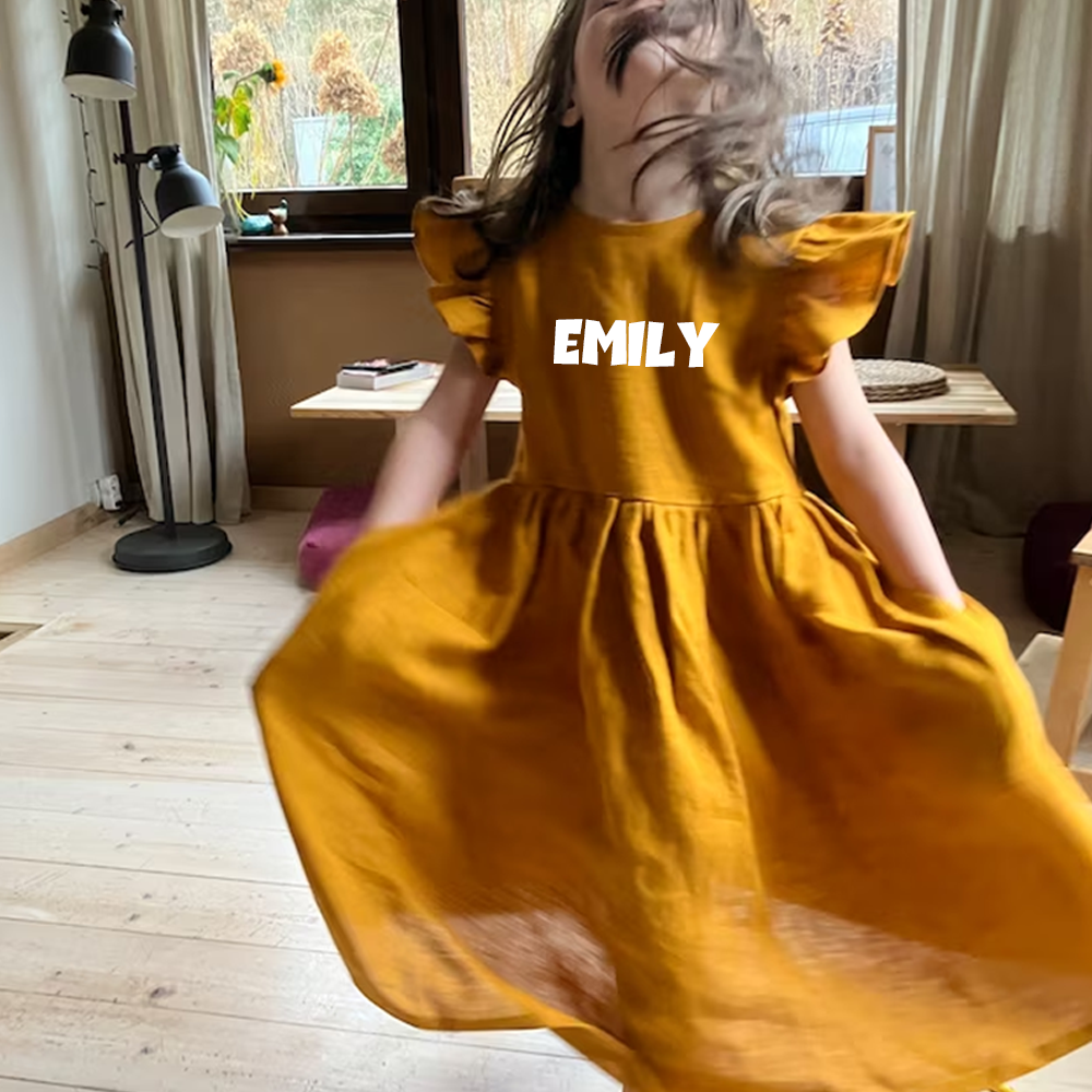 Personalized Girls Name Sleeveless Ruffle Dress| Dress18