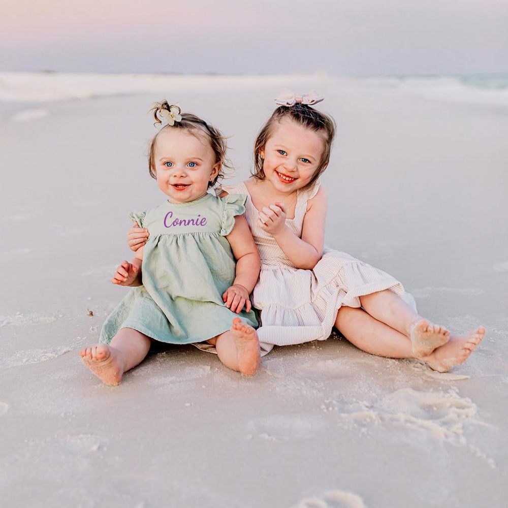 Personalized Girls Name Sleeveless Ruffle Dress| Dress18