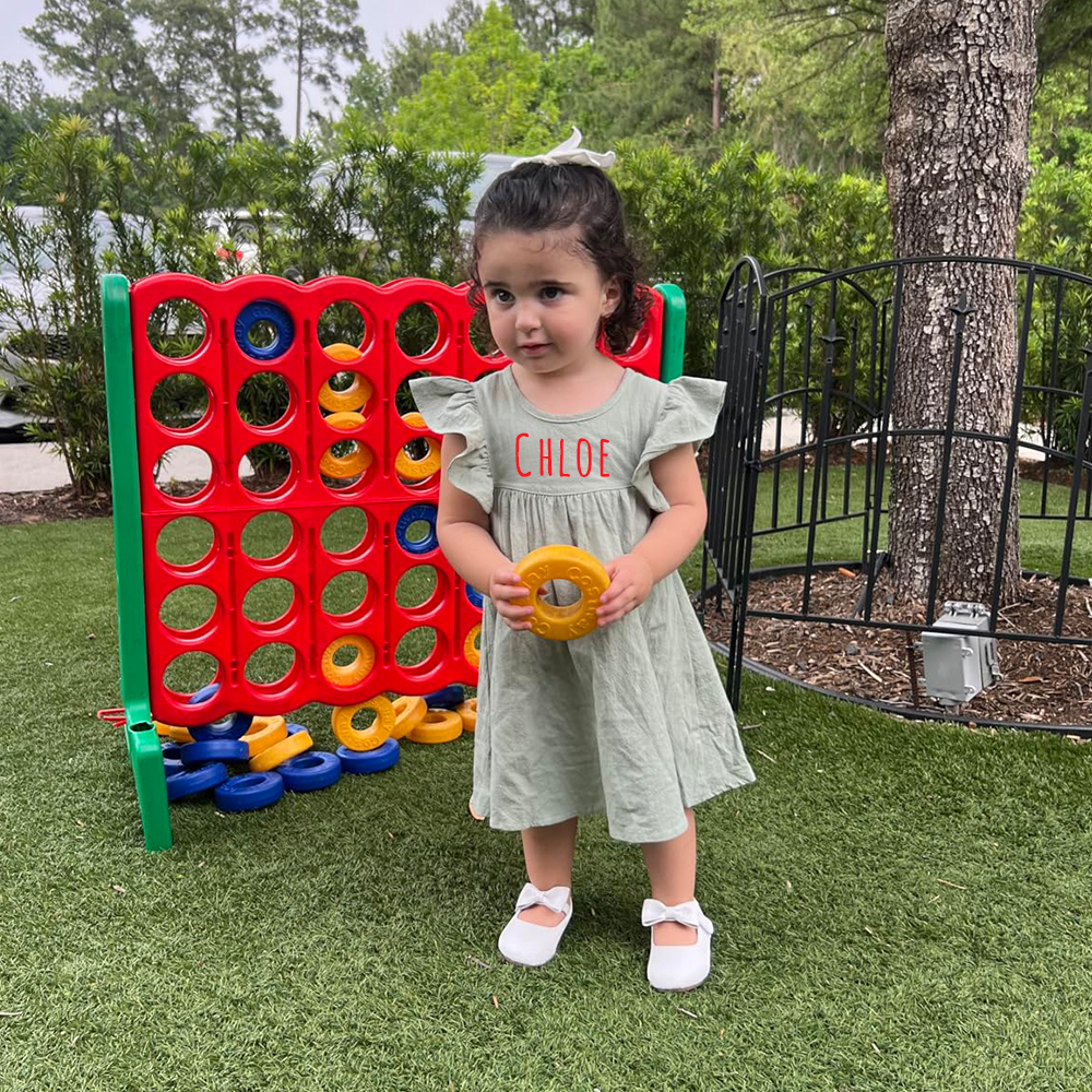 Personalized Girls Name Sleeveless Ruffle Dress| Dress18