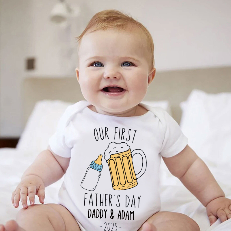 Personalized Funny Our First Father's Day Cozy Onesie| BBcloth2221