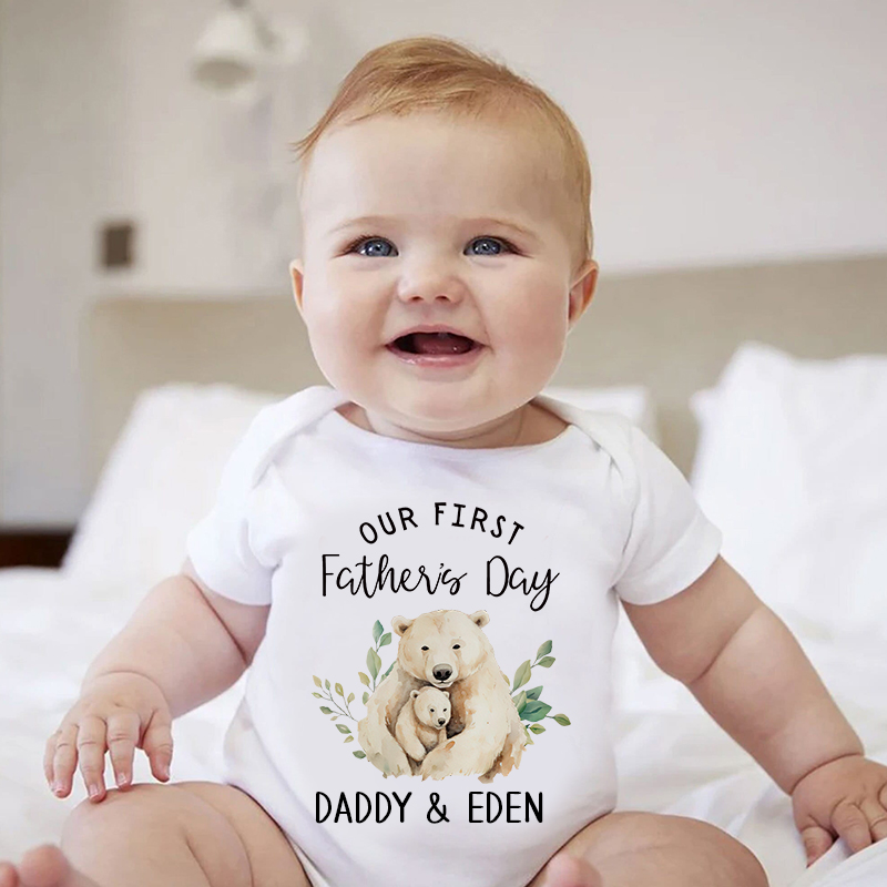 Personalized Happy First Father's Day Baby Cozy Onesie| BBcloth2228
