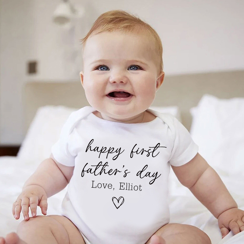 Personalized Happy First Father's Day Baby Cozy Onesie| BBcloth2229