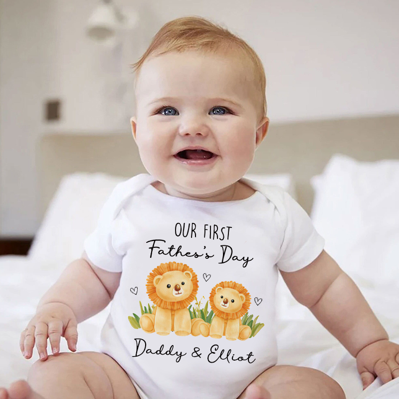 Personalized Our First Father's Day Baby Cozy Onesie| BBcloth2230