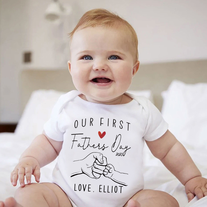 Personalized Our First Father's Day Baby Cozy Onesie| BBcloth2232
