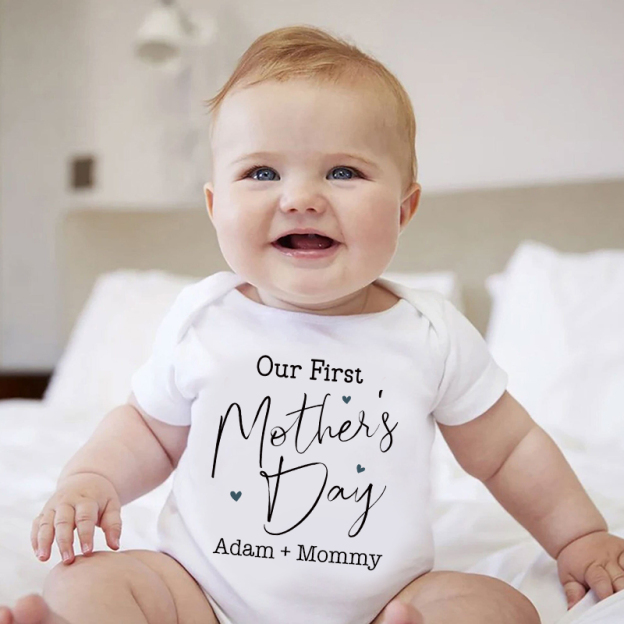 Personalized Our First Mother's Day Baby Cozy Onesie| BBcloth2211