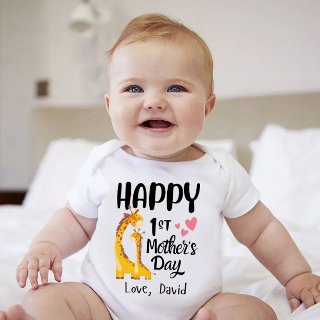 Personalized Happy 1st Mother’s Day Baby Cozy Onesie| BBcloth2214