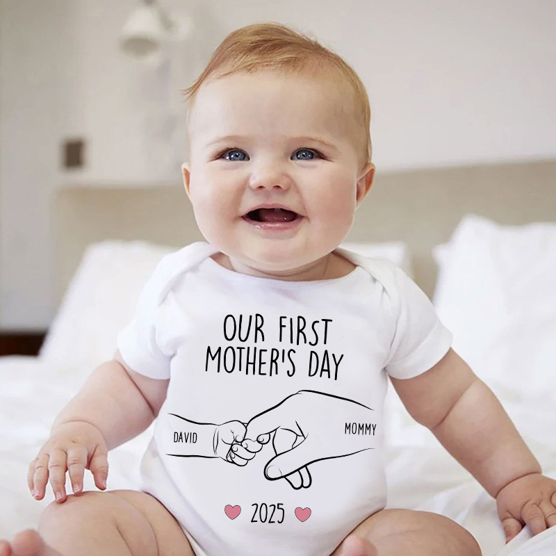 Personalized Our First Mother's Day Baby Cozy Onesie| BBcloth2216