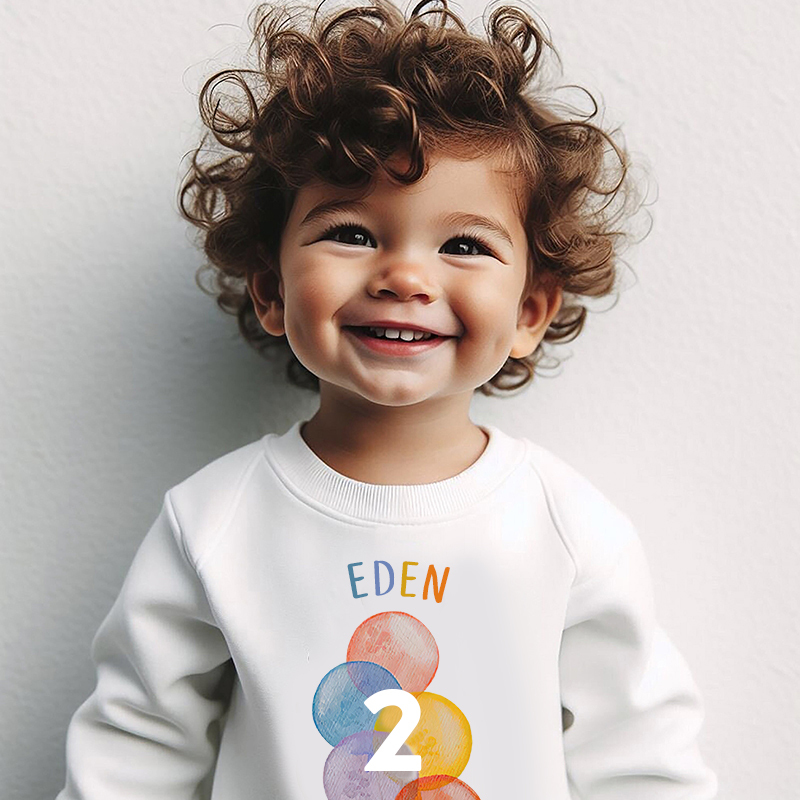 Personalized Baby Colorful Balloon Birthday Sweatshirt Romper| BBcloth8204