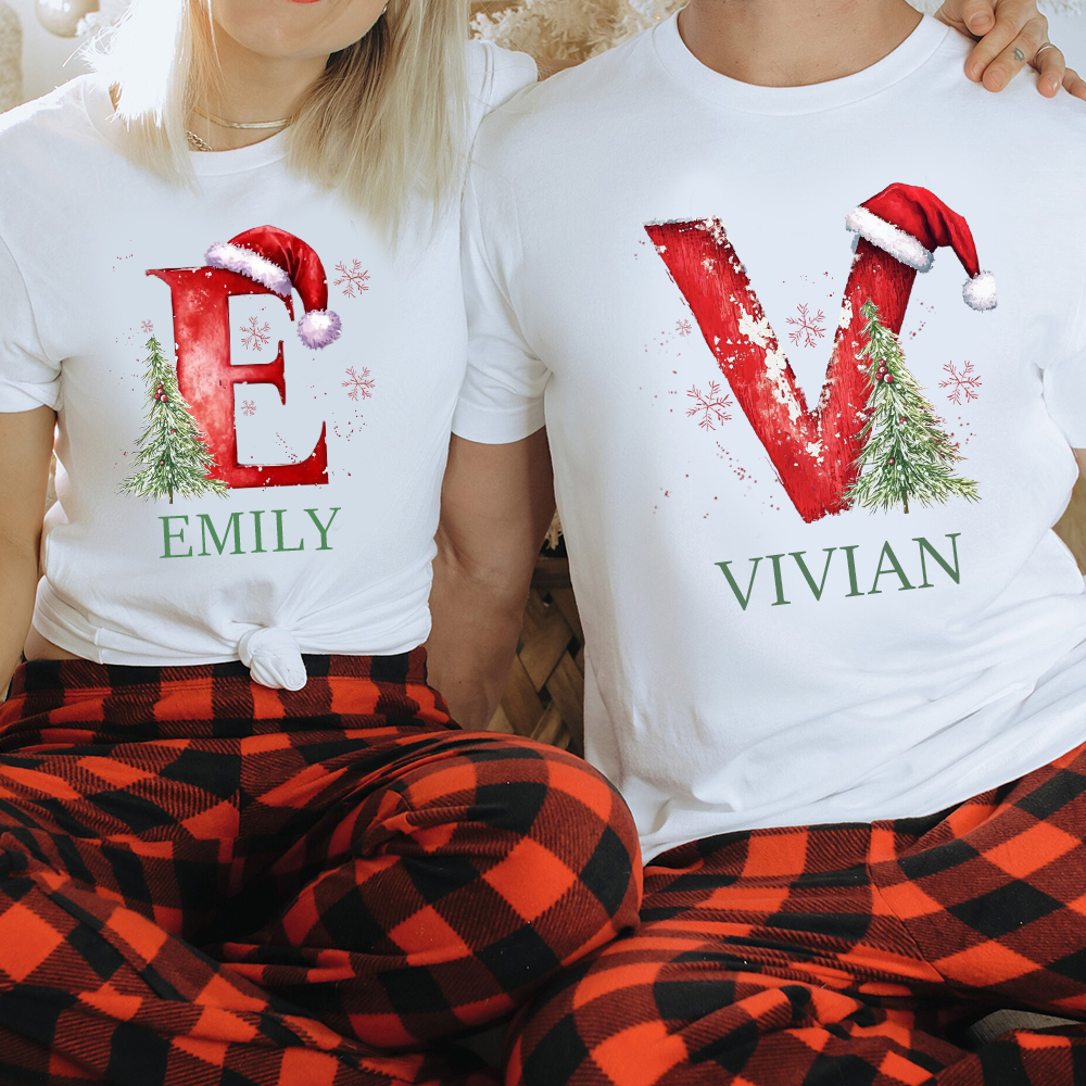 Personalized Family Christmas Monogrammed Name T-Shirt| Match0426