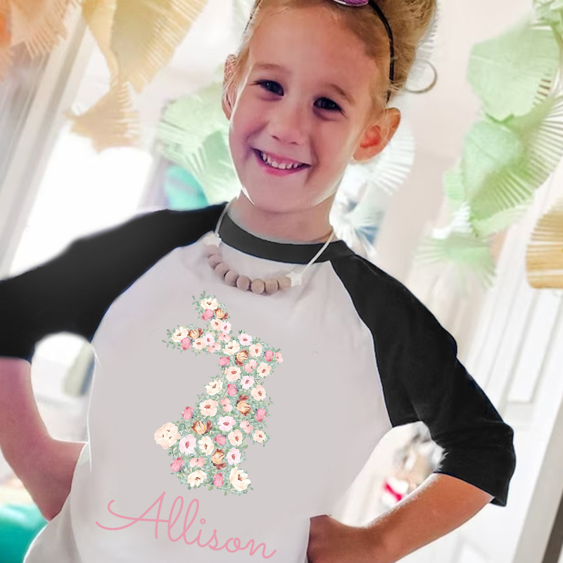 Personalized Girl Easter Bunny Long Sleeves Shirt| Cloth12431