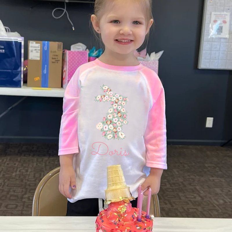 Personalized Girl Easter Bunny Long Sleeves Shirt| Cloth12431